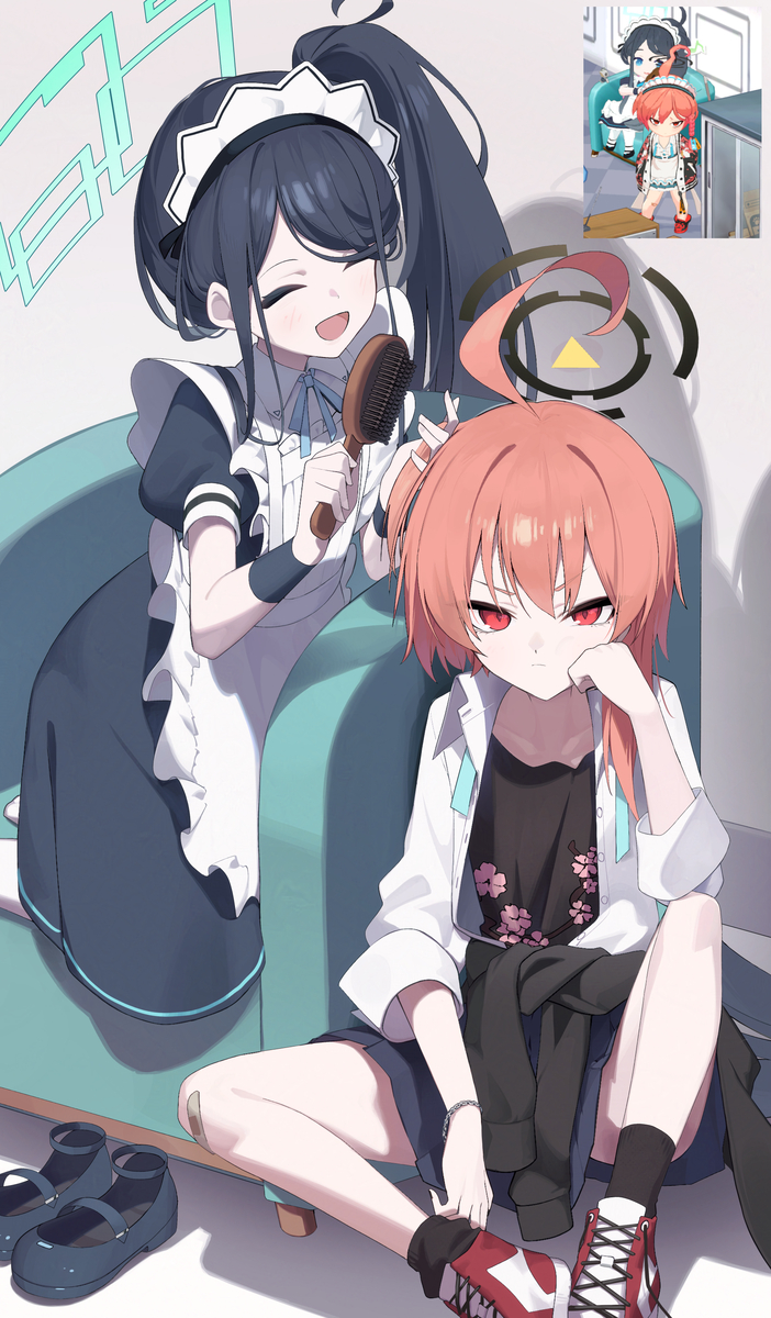 This is a pixiv picture whose title is ネルの髪をとかしてあげるアリス.