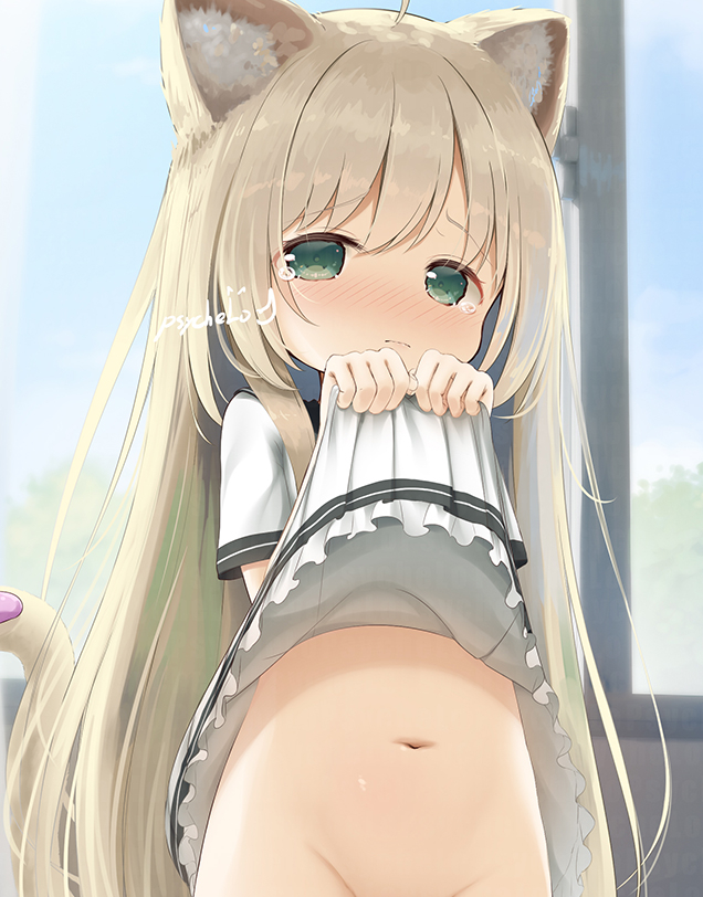This is a pixiv picture whose title is skeb_おもらし猫.