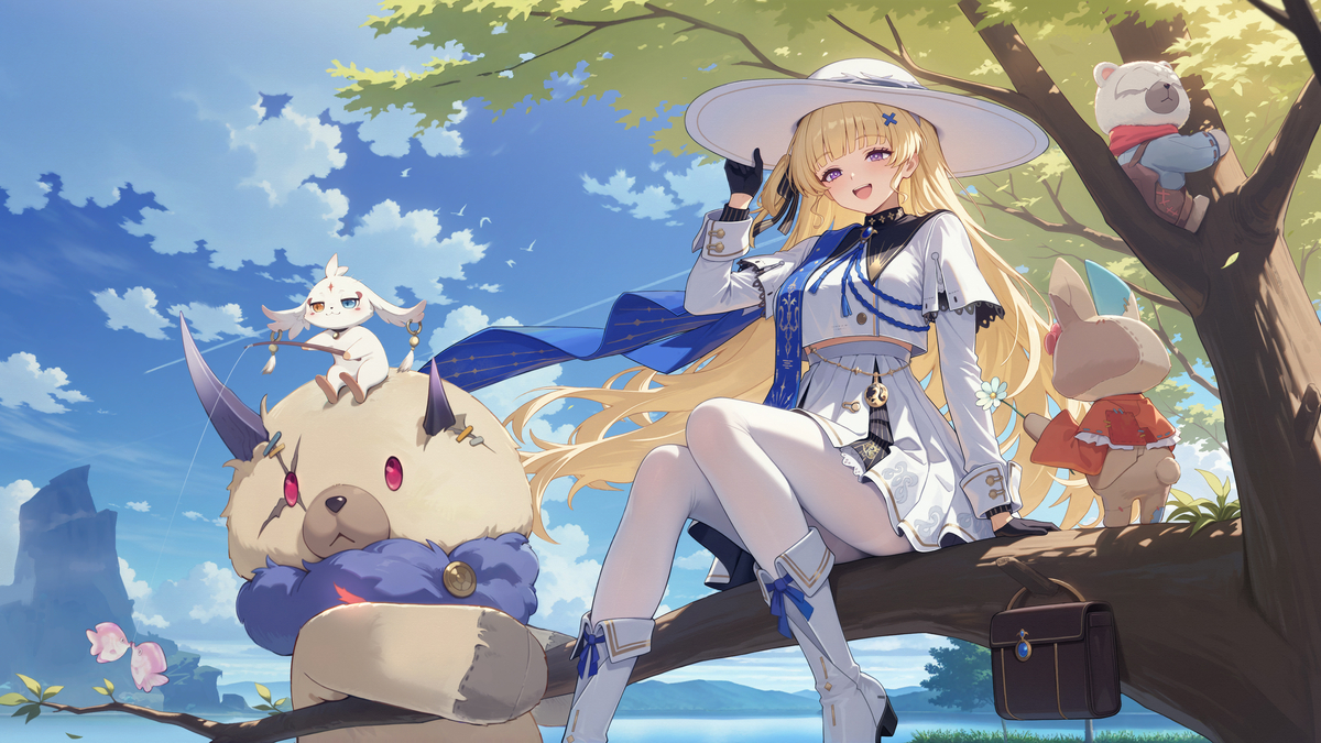 This is a pixiv picture whose title is 菲比和她的声骸伙伴.