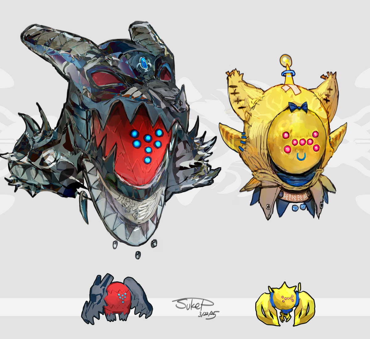 This is a pixiv picture whose title is レジドラゴ・レジエレキモチーフのヘッドギア（ポケモン）.