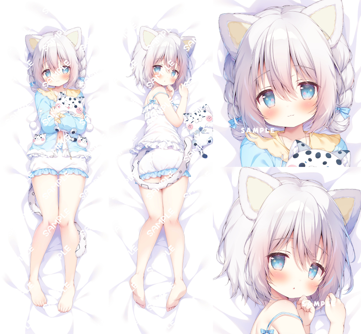 This is a pixiv picture whose title is 琥珀ねね様 抱き枕カバー風BIGタオル.