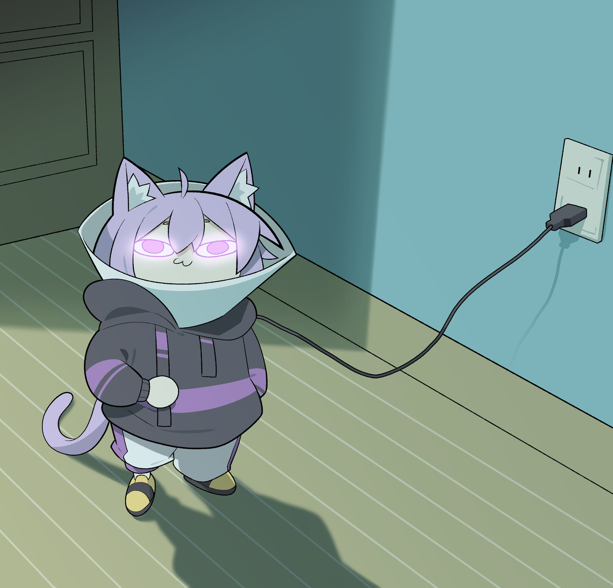 This is a pixiv picture whose title is 충전고양이.