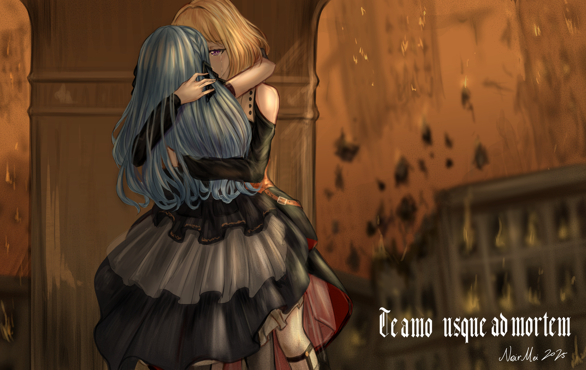This is a pixiv picture whose title is 【Ave Mujica】「我爱你，至死不渝」.
