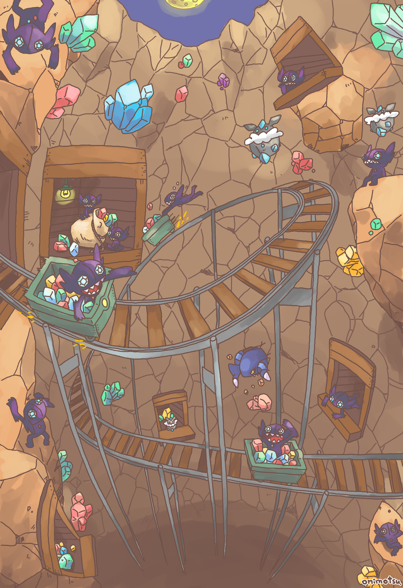 This is a pixiv picture whose title is ヤミラミ鉱山.