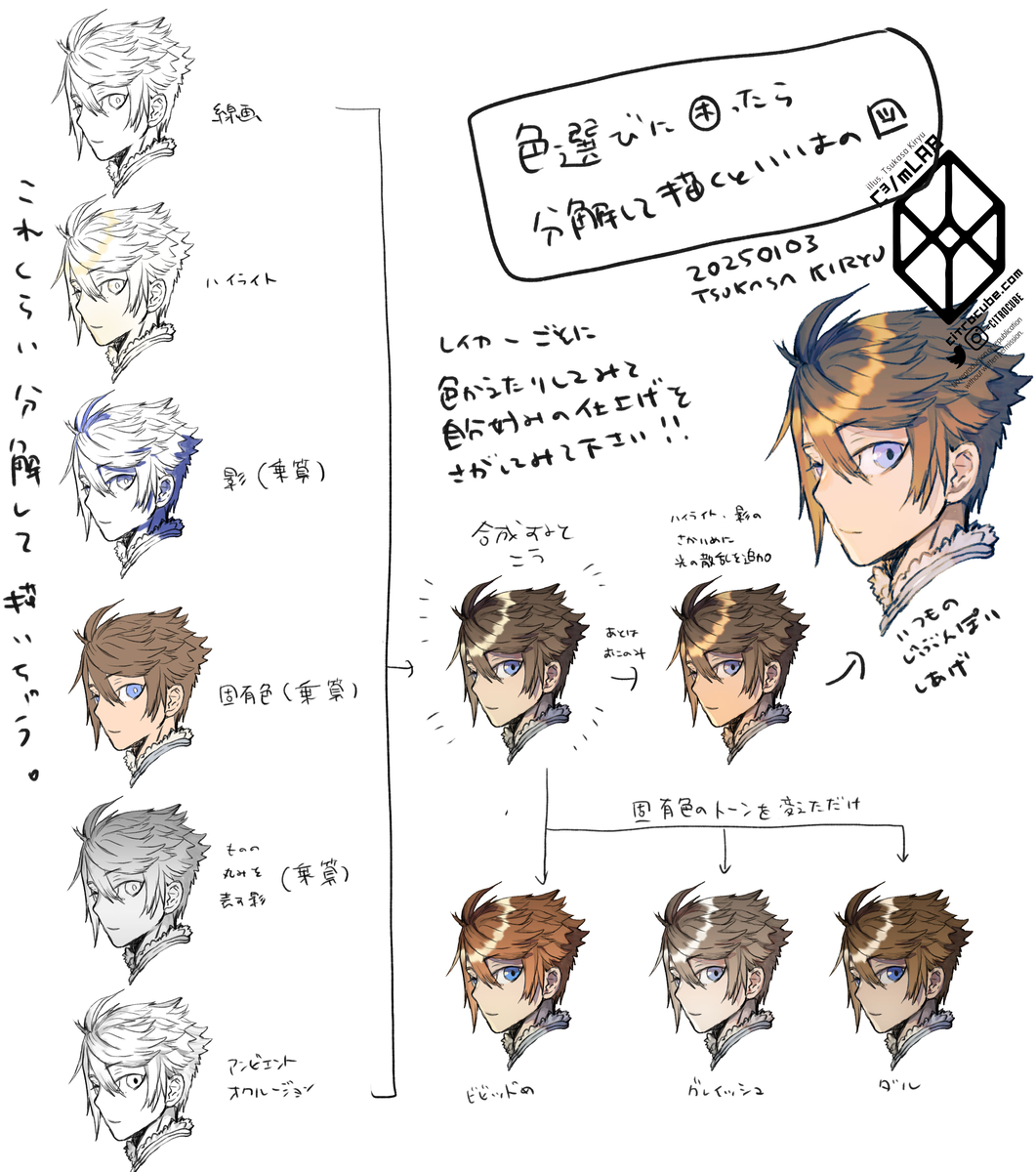 This is a pixiv picture whose title is 色塗りの色選びに困ったとき用メモ.