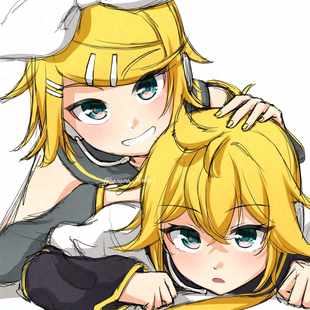 This is a pixiv picture whose title is 鏡音.