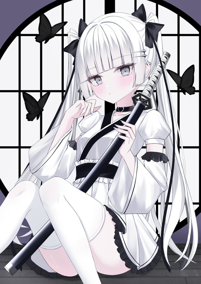 This is a pixiv picture whose title is 和ロリ×刀🤍🖤.