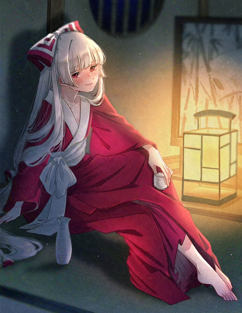 This is a pixiv picture whose title is 赤い長襦袢.