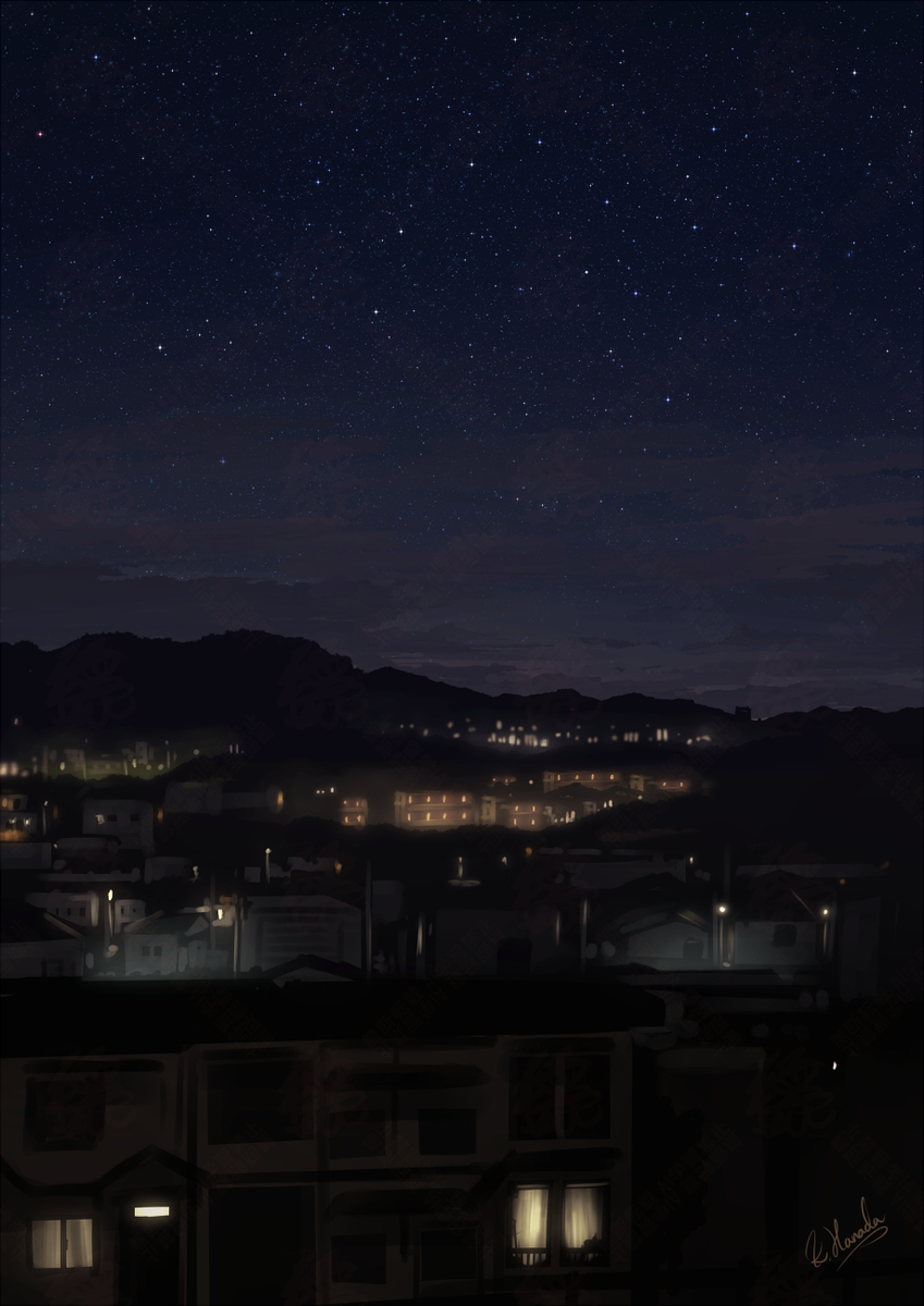 This is a pixiv picture whose title is 夜行.