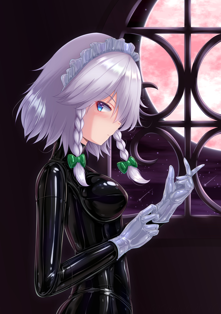 This is a pixiv picture whose title is ぴっちりラバー手袋咲夜さん.