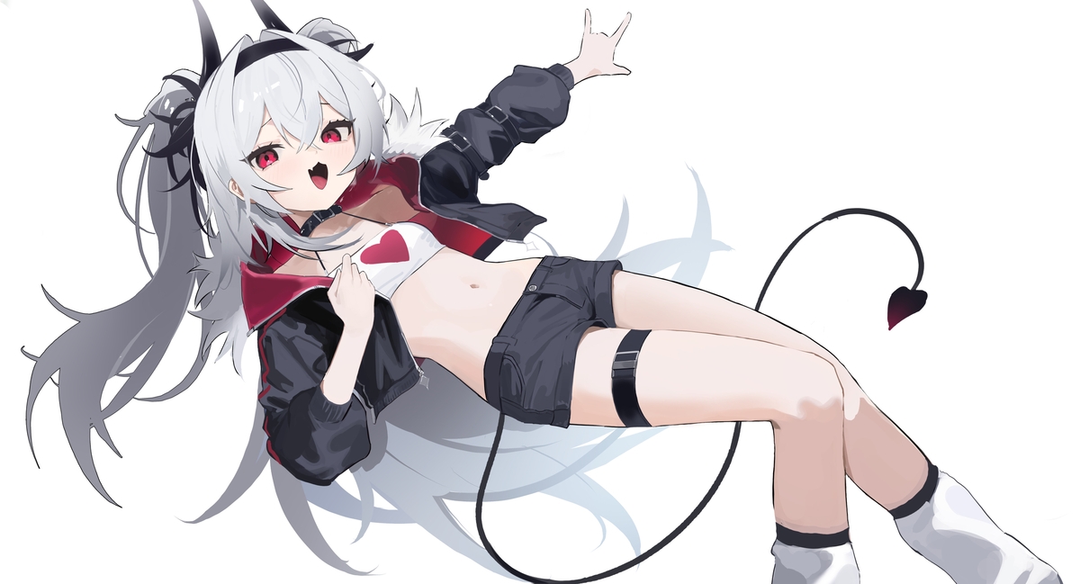 This is a pixiv picture whose title is 白毛清纯魅魔一只吖.
