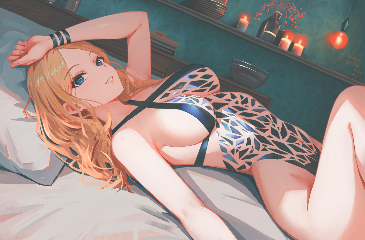 This is a pixiv picture whose title is 【request】テープ水着.