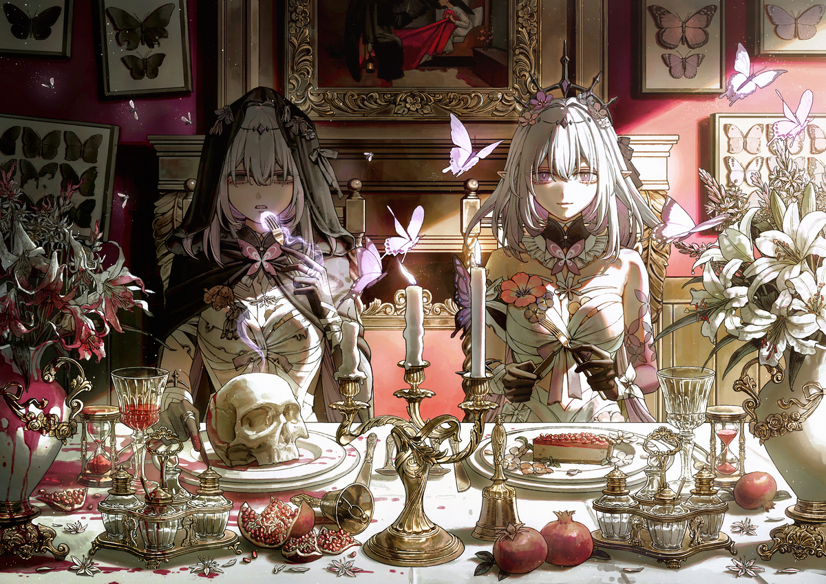 This is a pixiv picture whose title is 死と乙女.