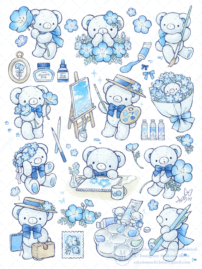 This is a pixiv picture whose title is 💠Nemophila sketch.