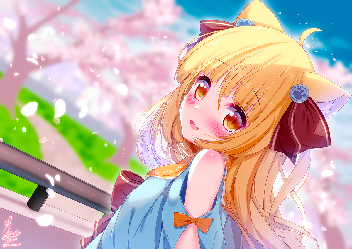This is a pixiv picture whose title is 桜見ながらまったりおしゃべりするたるちゃんがエモすぎた.