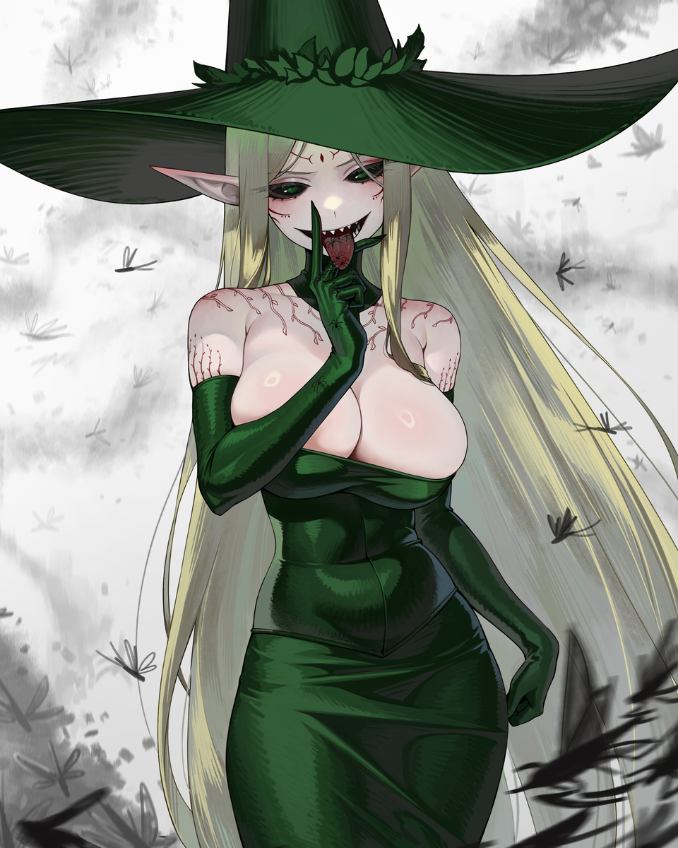 This is a pixiv picture whose title is Green witch.
