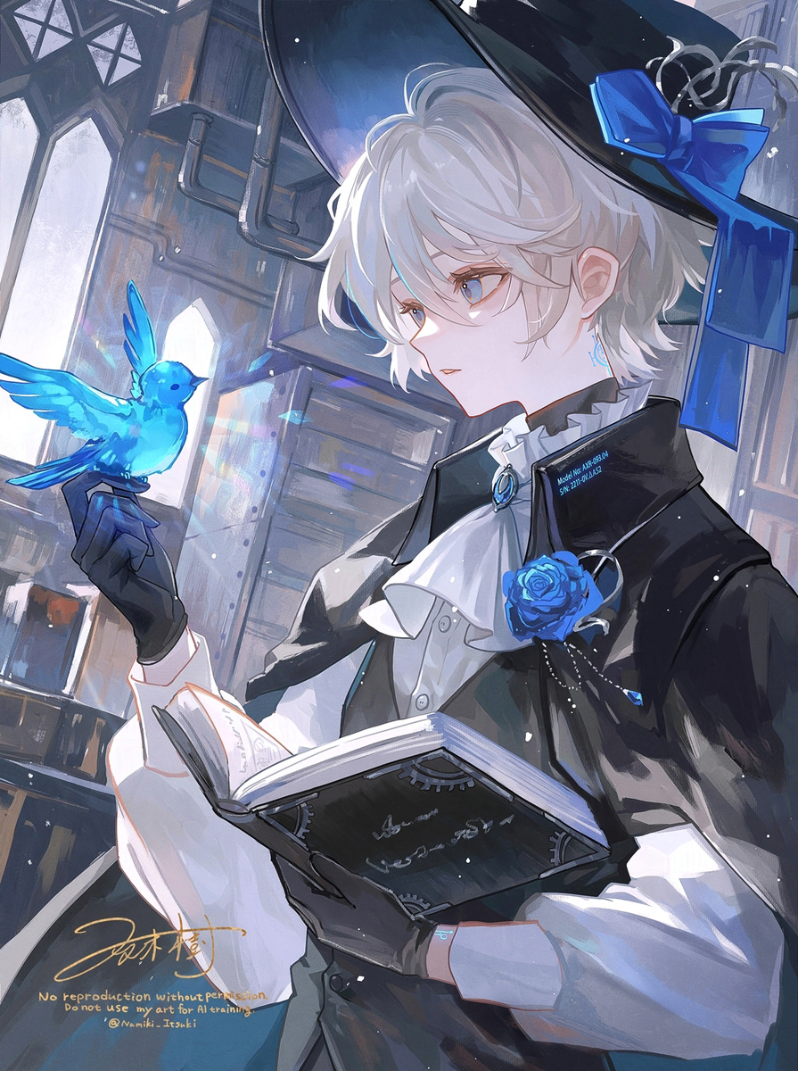 This is a pixiv picture whose title is 機械都市とガラスの鳥.