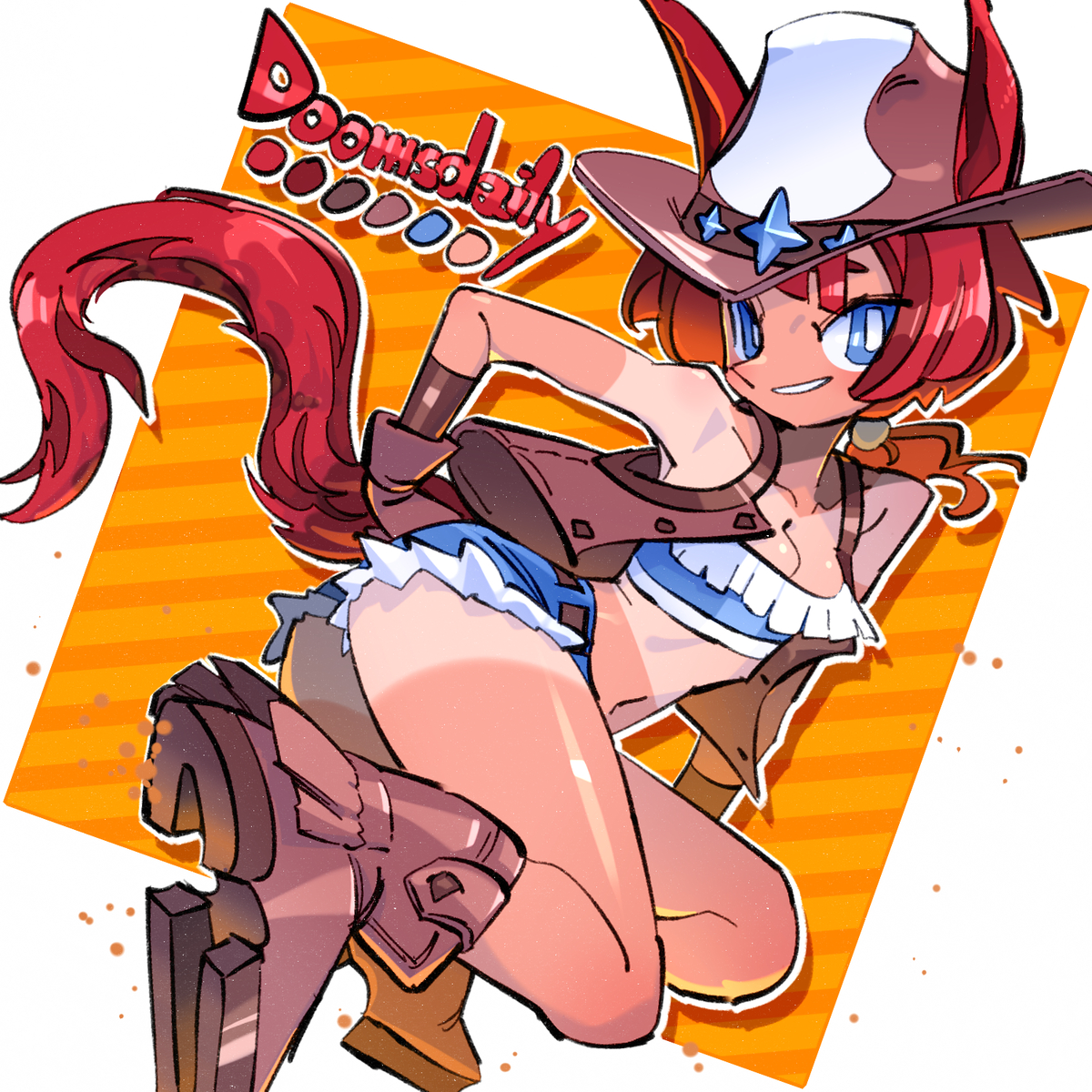 This is a pixiv picture whose title is Tomboy Cowboy Horse Girl.