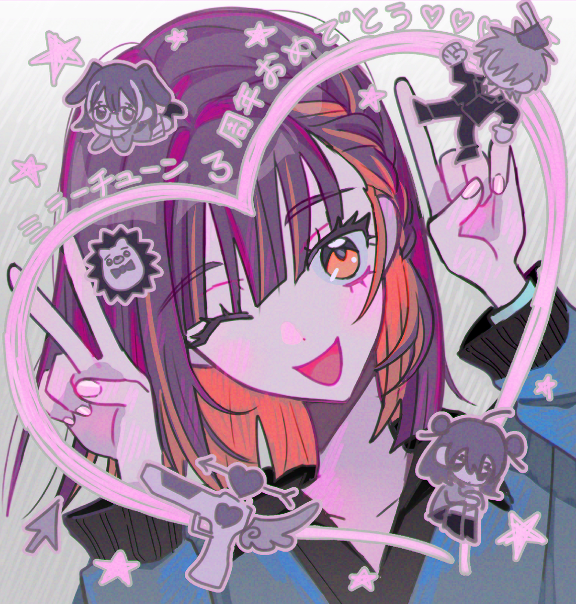 This is a pixiv picture whose title is 3 years of Mirror Tune.