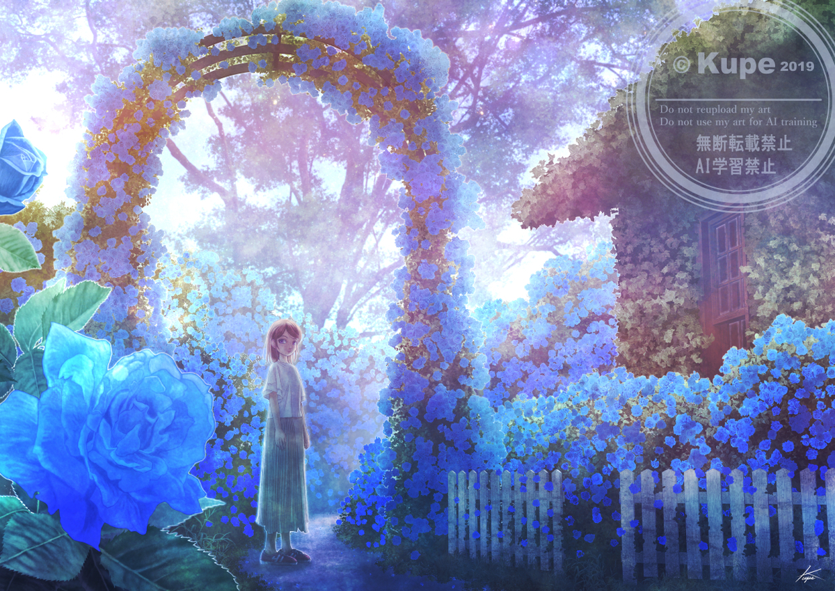 This is a pixiv picture whose title is ブルーローズの花言葉は.