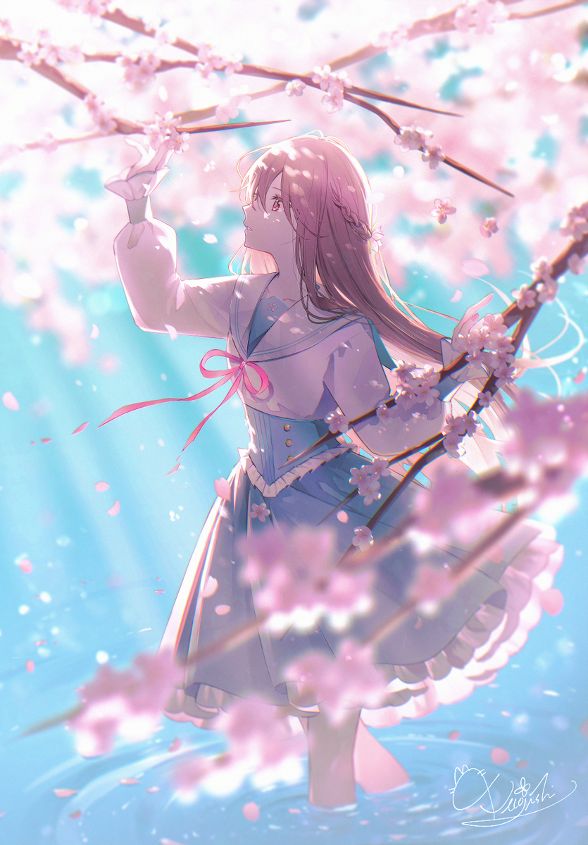 This is a pixiv picture whose title is 桜の夢に見る.