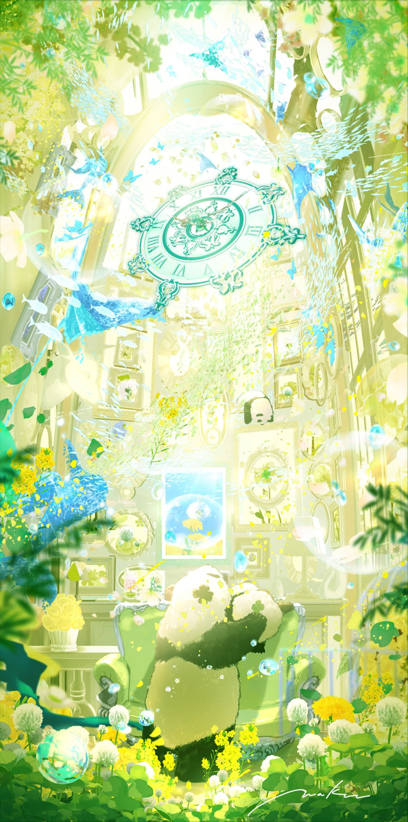 This is a pixiv picture whose title is ひみつの新緑の部屋.