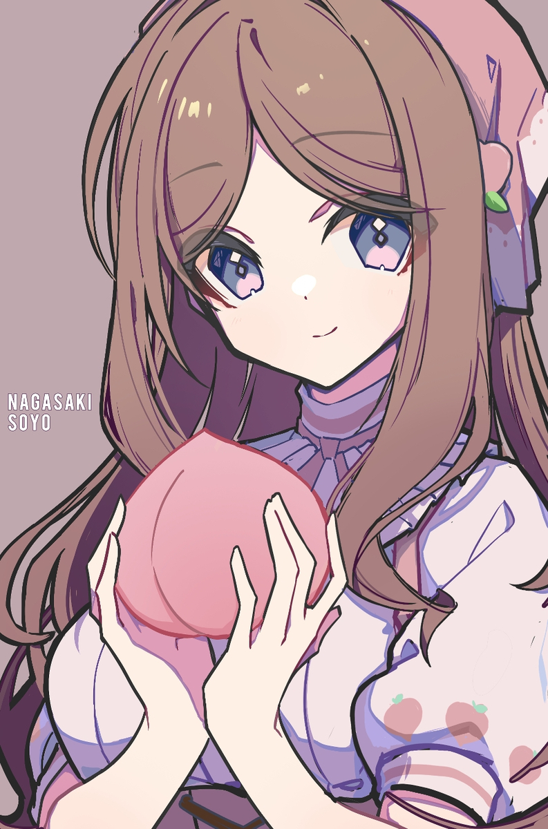 This is a pixiv picture whose title is Soyorin手上拿的桃子头顶怎么尖尖的🍑.