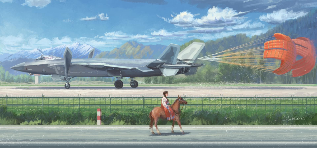 This is a pixiv picture whose title is 解放军空军j20.