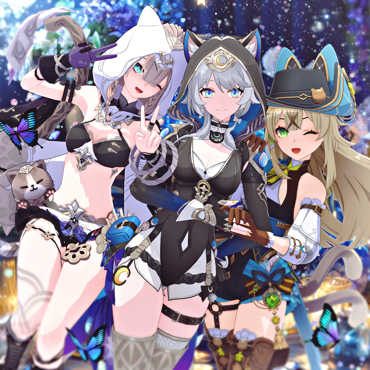 This is a pixiv picture whose title is 【MMD】サフェルさん、綺良々さん、パルドフェリスさん.