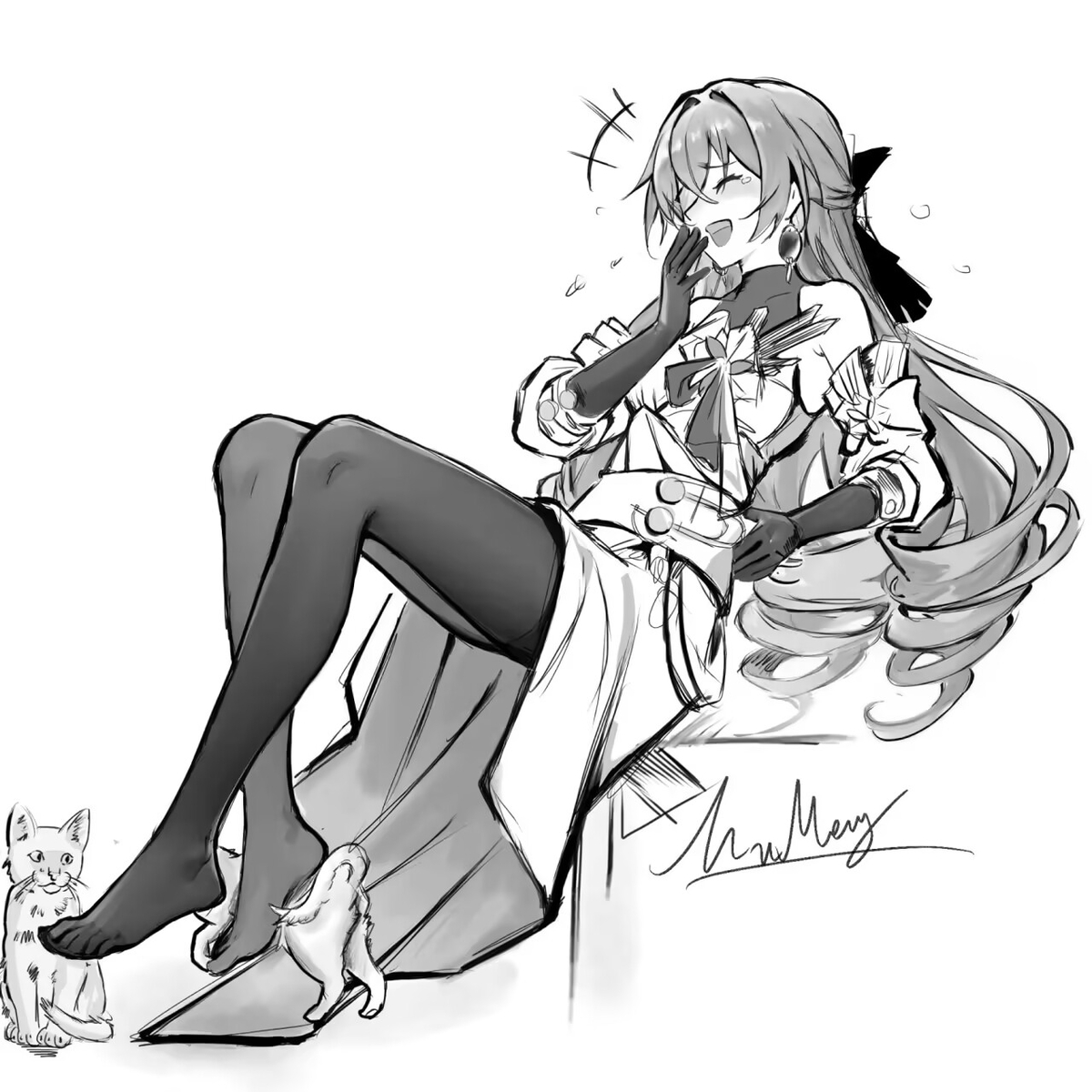 This is a pixiv picture whose title is 豪猫还是键帽？.
