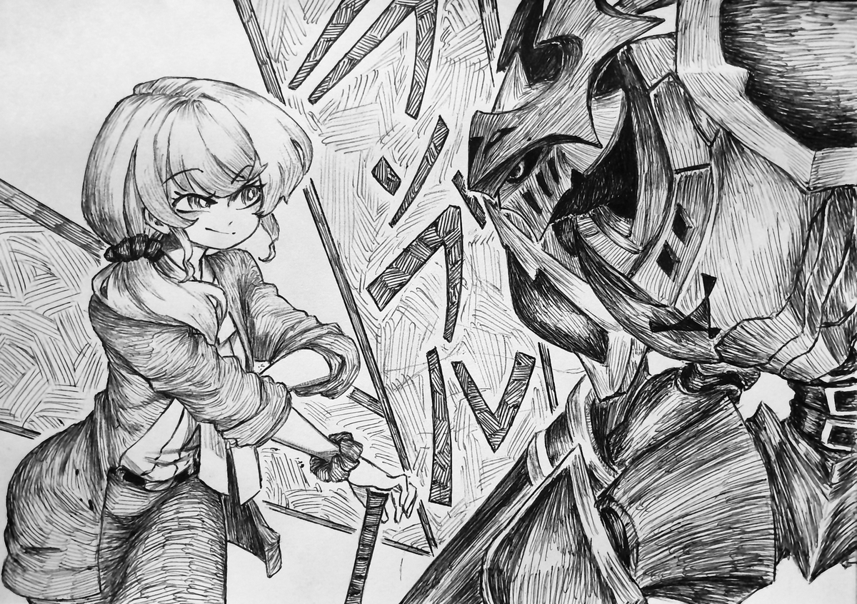 This is a pixiv picture whose title is Ellen Baker VS Chaos Dukemon.