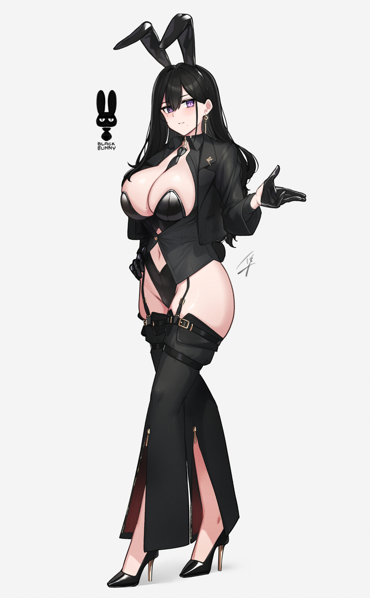 This is a pixiv picture whose title is 🖤🐰🖤.