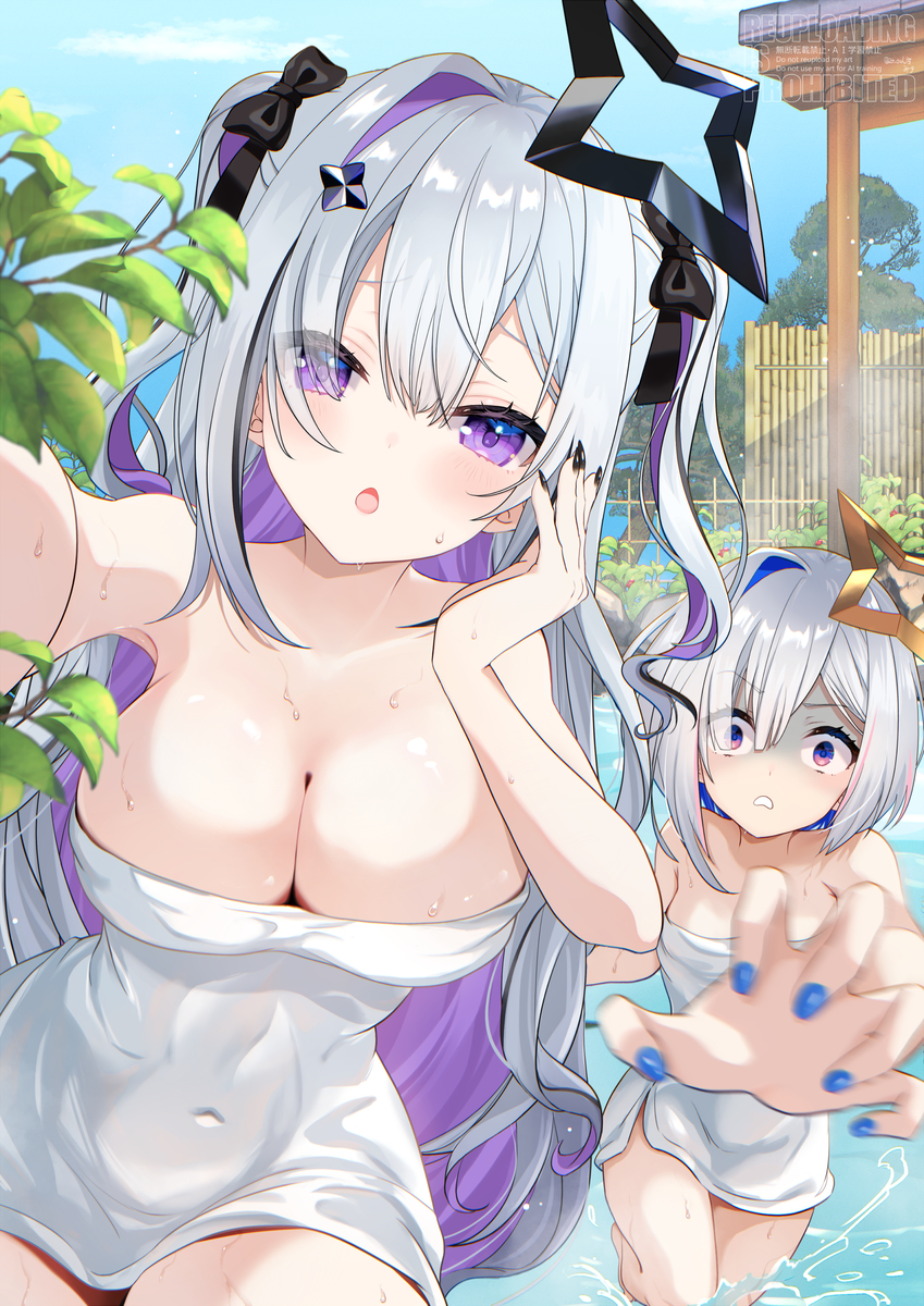 This is a pixiv picture whose title is かなこな姉妹　～ホロメン湯けむりシリ－ズ～.