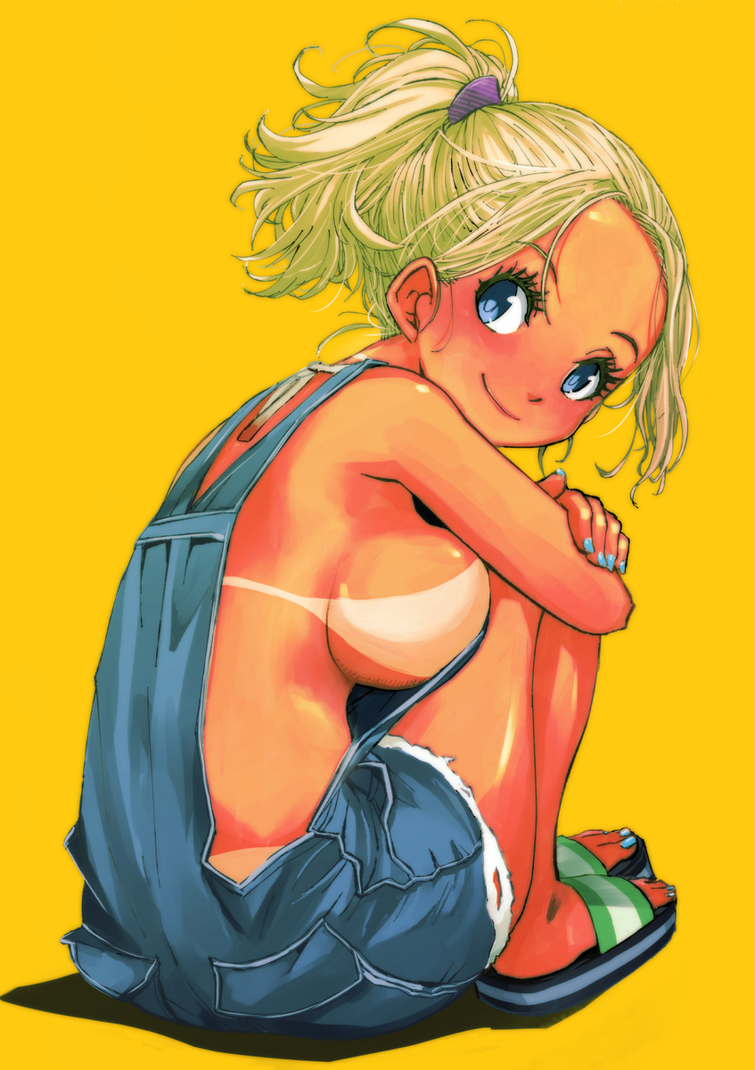 This is a pixiv picture whose title is 日焼けオーバーオール娘。.