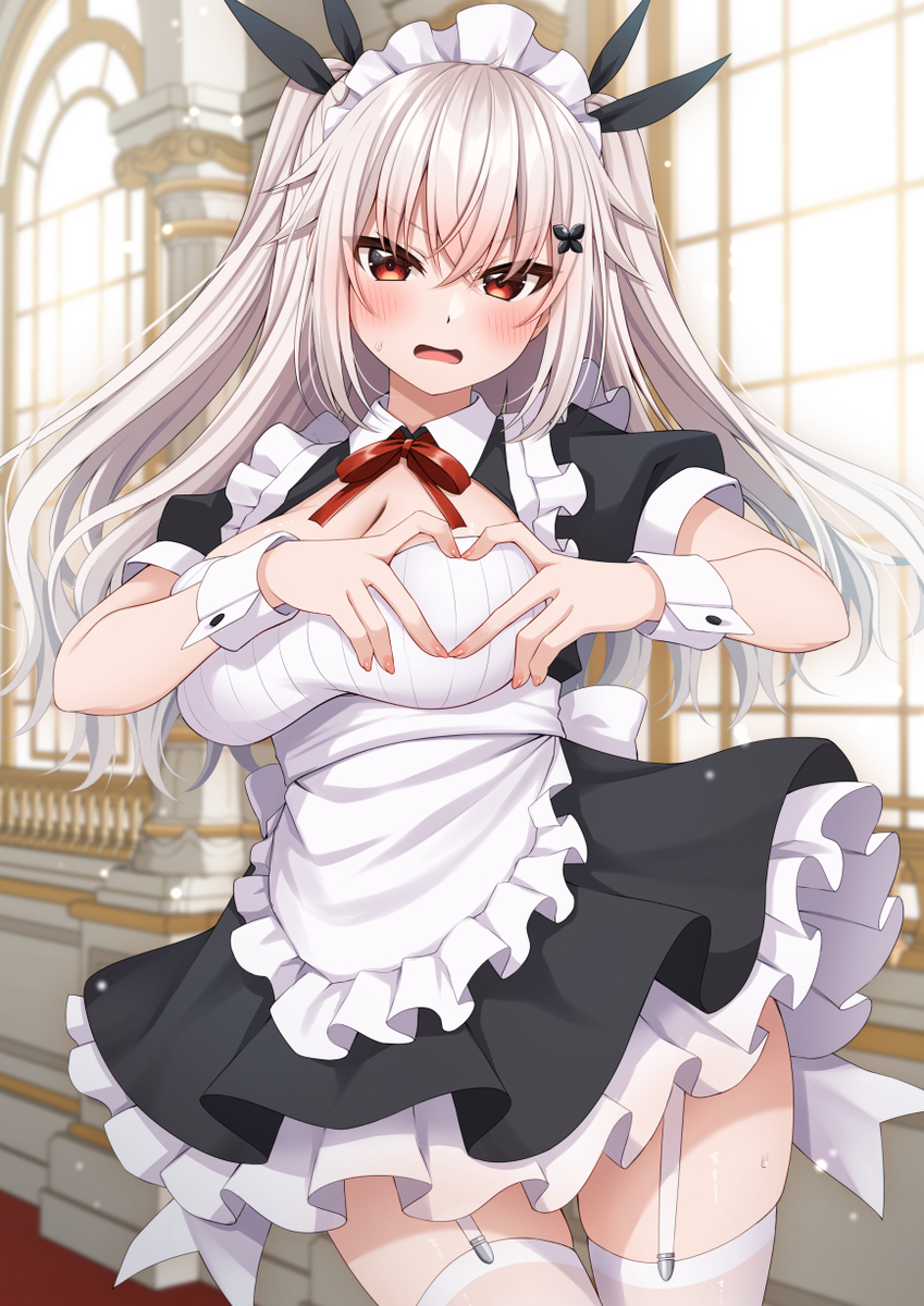 This is a pixiv picture whose title is 「も…もえもえキュン…🩷💦」.