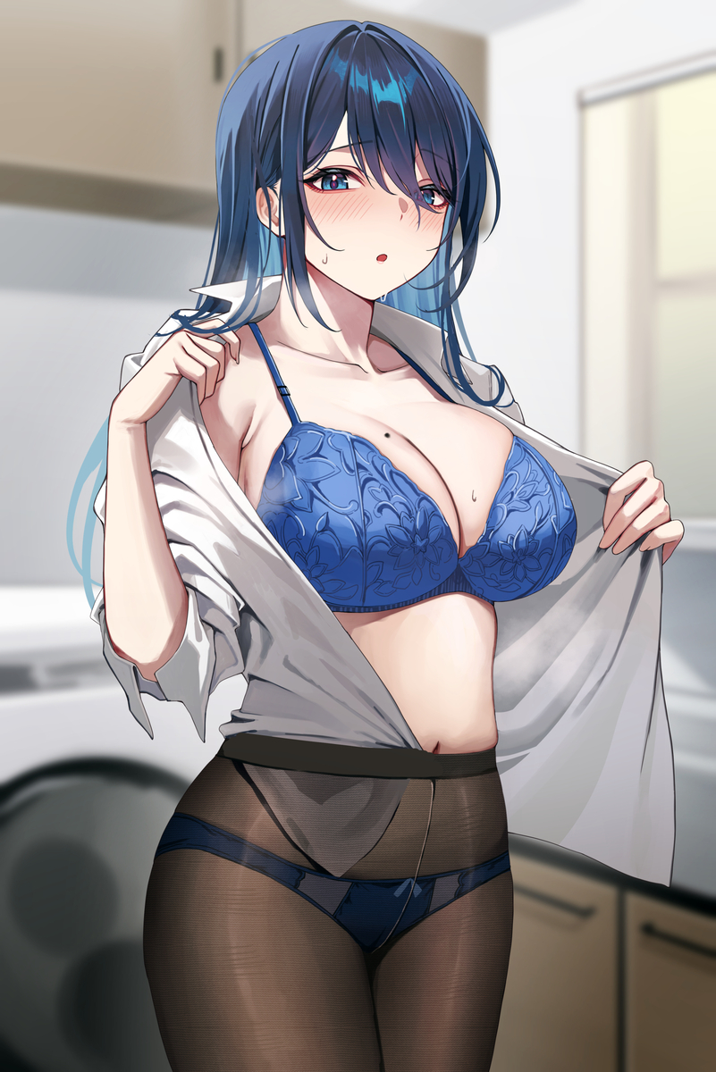 This is a pixiv picture whose title is うわ、もう汗でベタベタ….