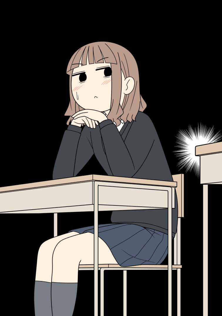 This is a pixiv picture whose title is （もしかしてあの机の方が高さがちょうどいいんじゃ…）.