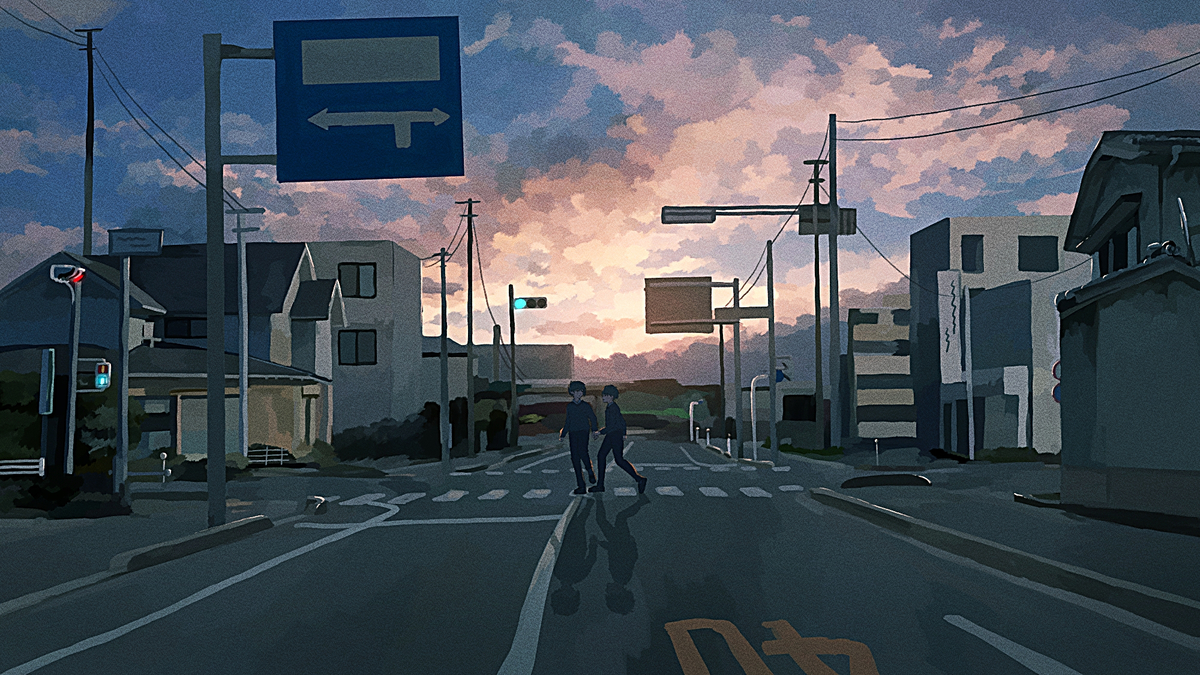 This is a pixiv picture whose title is 「朝がくる」.