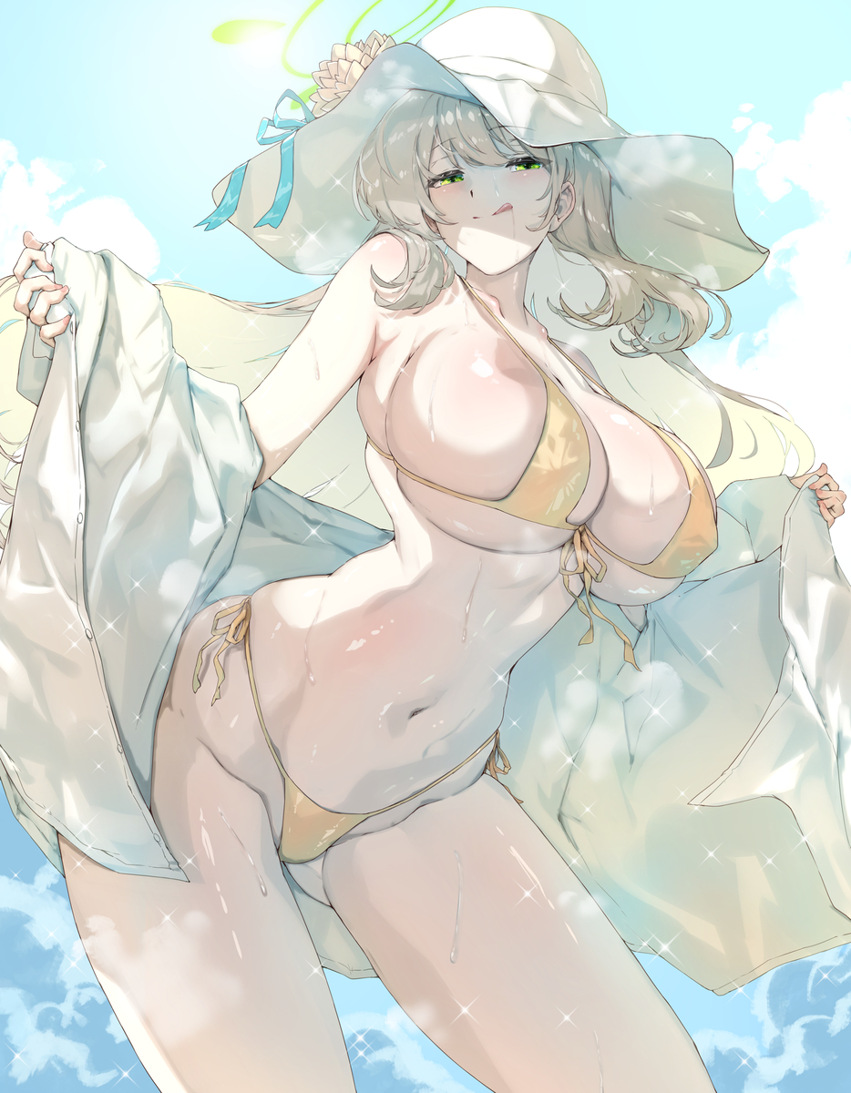 This is a pixiv picture whose title is 普段より水着の面積が小さいノノミちゃん.