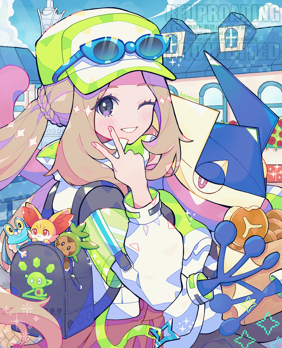 This is a pixiv picture whose title is 【XY11周年】ネオストリートスタイルのセレナとゲッコウガ✨️.