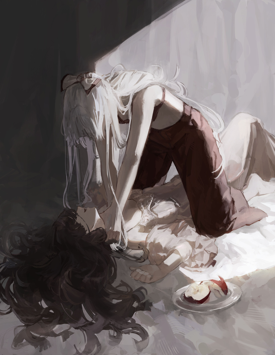 This is a pixiv picture whose title is 輝夜と妹紅.