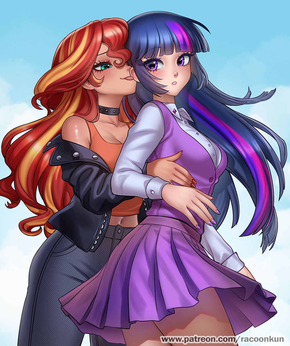 This is a pixiv picture whose title is Ear kiss Twi and Sunset.