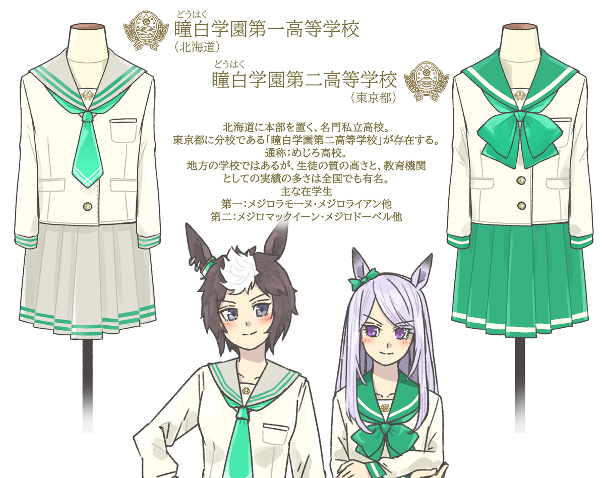 This is a pixiv picture whose title is ウマ娘 勝負服制服概念.