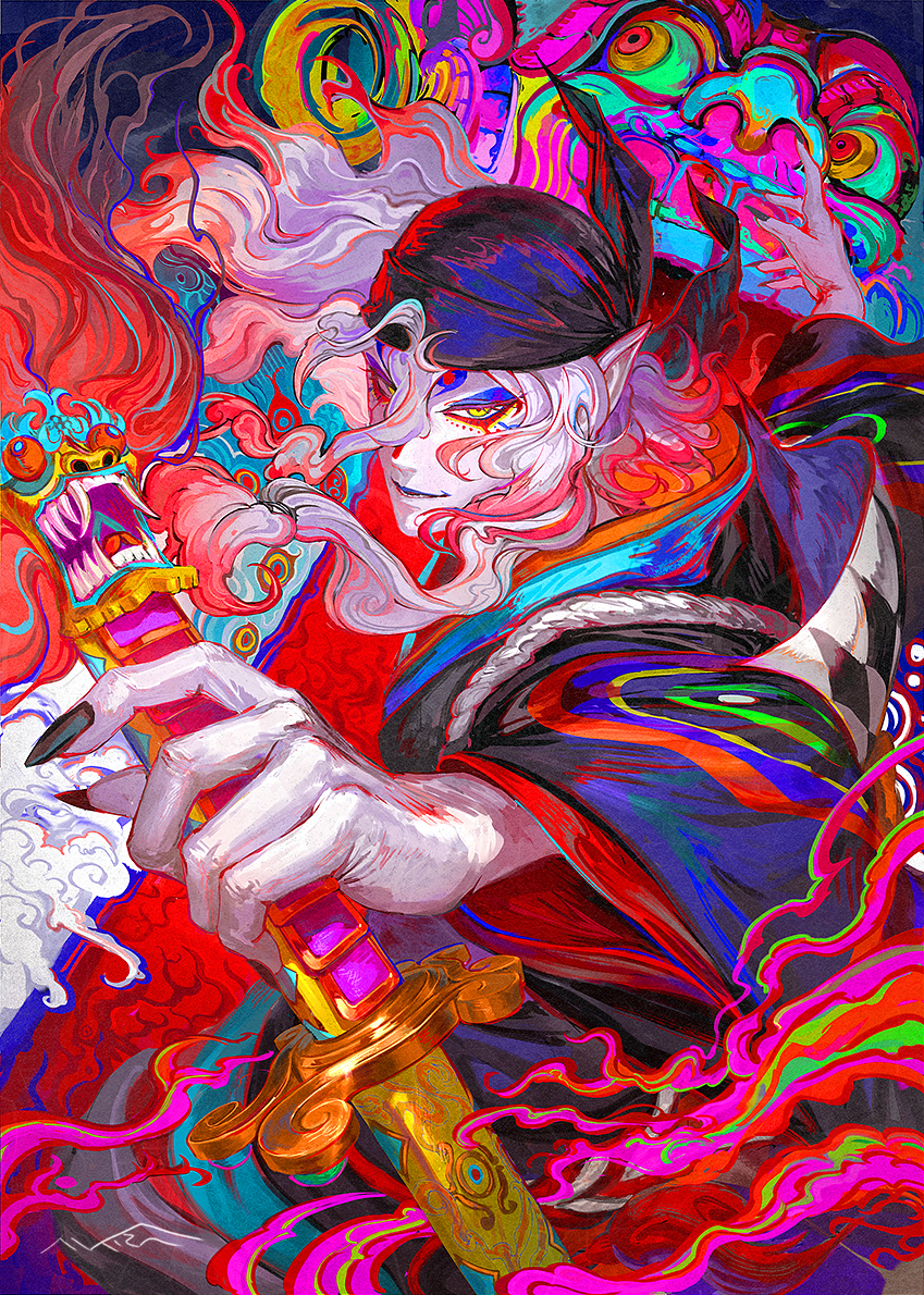 This is a pixiv picture whose title is 黒より出ずる.