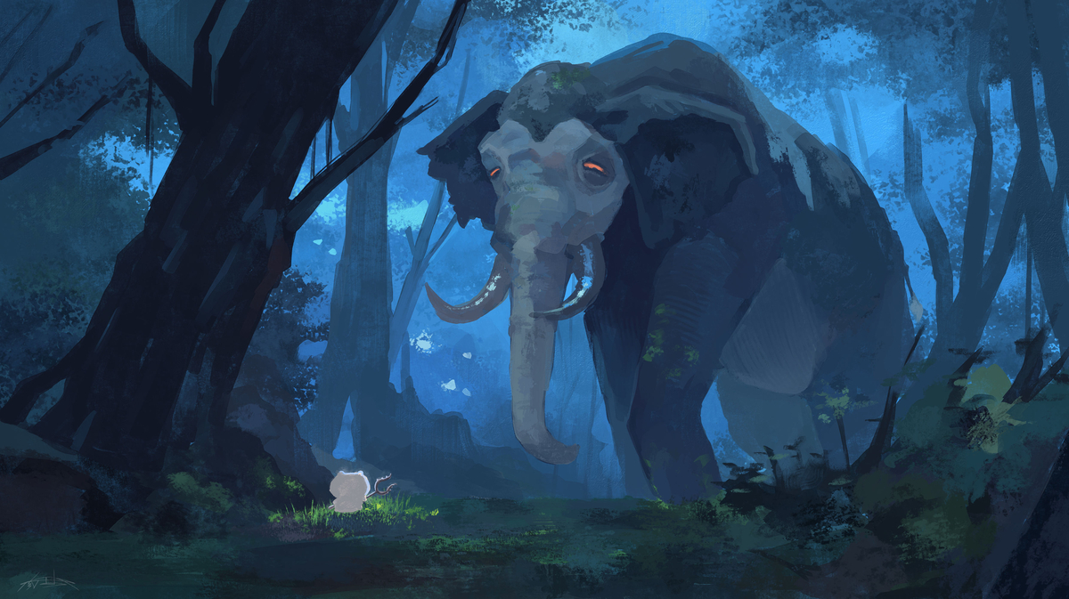 This is a pixiv picture whose title is Day22 ゾウの討伐.