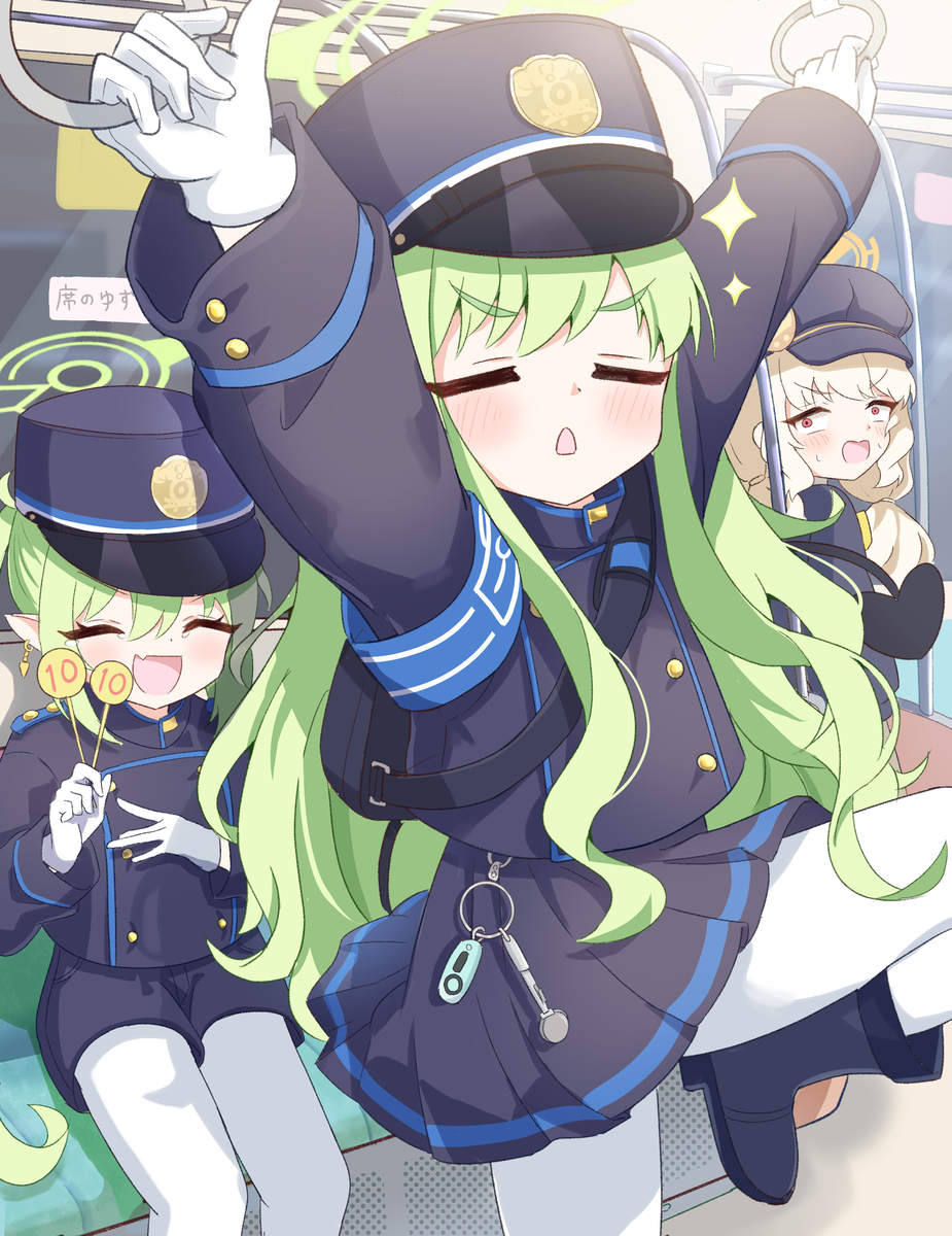 This is a pixiv picture whose title is つり革たいそうだいいちー！.