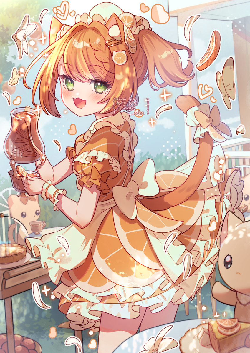 This is a pixiv picture whose title is 🍊×🫖.