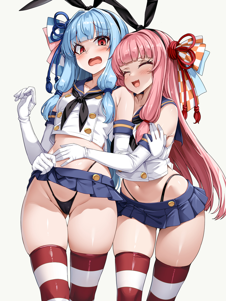 This is a pixiv picture whose title is 島風の服着た琴葉姉妹.