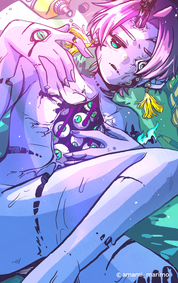 This is a pixiv picture whose title is 微睡み.