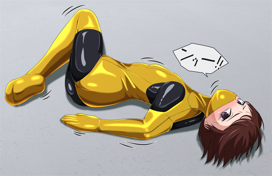 This is a pixiv picture whose title is ゴールデンスク水アームバインダーとラバースーツ.